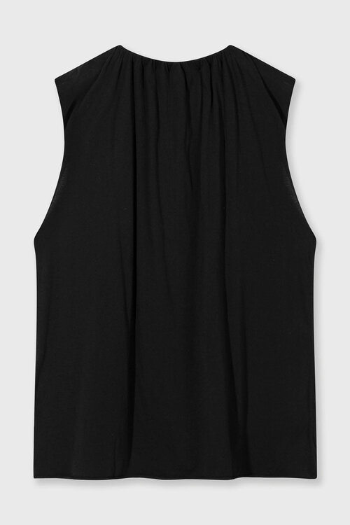 10Days Schwarzes plissiertes Jersey-Top