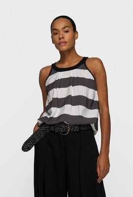 10Days Braun/Weiß gestreiftes Neckholder-Top