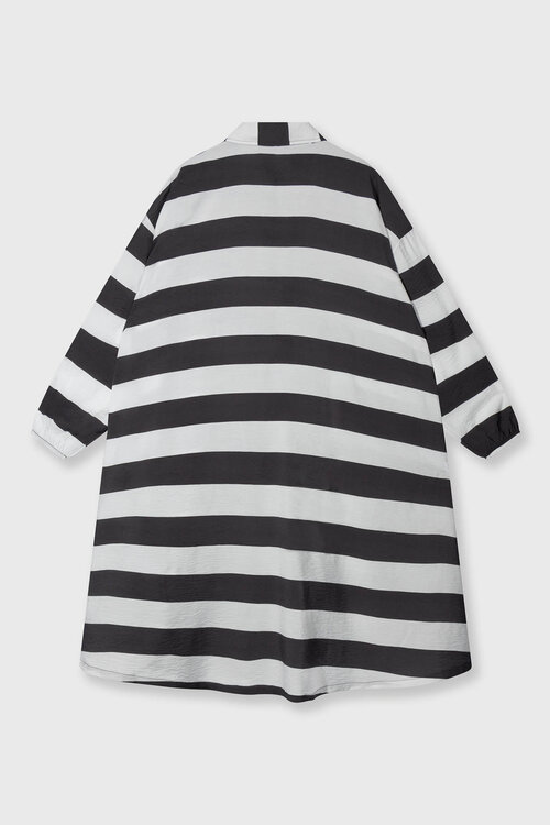 10Days Braun/Weißes A-Linien-Kleid mit Streifen