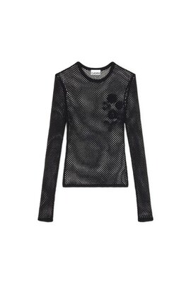 Ganni Schwarzes Mesh-Shirt