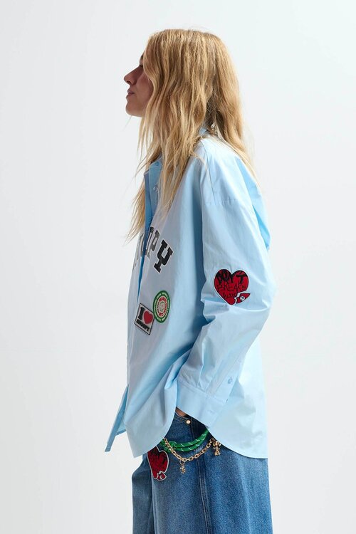 Essentiel Antwerp Blaues Snoopy-Patch-Shirt