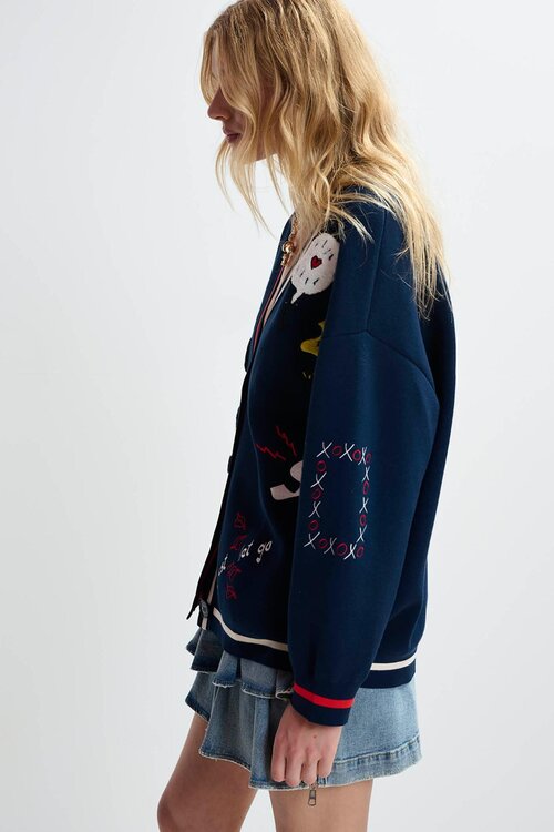 Essentiel Antwerp Dunkelblauer Snoopy Embo Cardigan