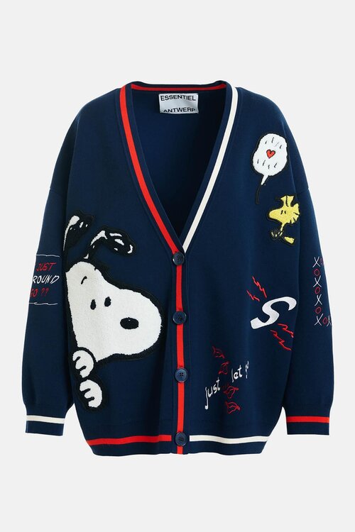 Essentiel Antwerp Dunkelblauer Snoopy Embo Cardigan