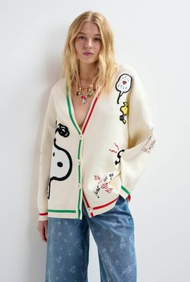 Essentiel Antwerp Off White Snoopy Embo Cardigan