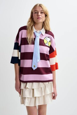 Essentiel Antwerp Bordeaux Gestreiftes Embo Polo