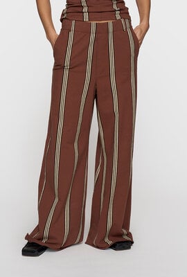 10Days Deep Brown Jogginghose mit weitem Bein und Streifen