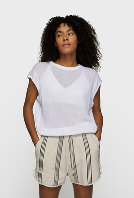 10Days Weißes Ballon-Top-Mesh