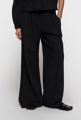 10Days Schwarze fließende Leinenhose