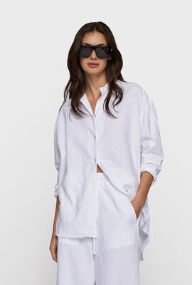 10Days Weiße Baumwoll-Leinenbluse