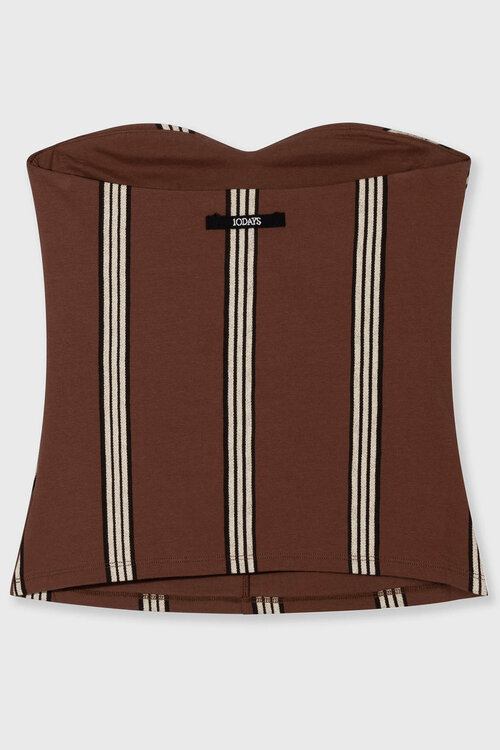 10Days Deep Brown trägerloses Top mit Streifen