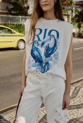 Farm Rio Off White Tank Top