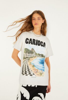 Farm Rio Off White Entspanntes T-Shirt