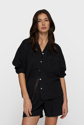 10Days Schwarzes Leinenhemd