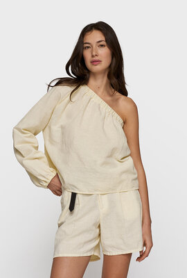 10Days Vanille One-Shoulder-Top Leinen