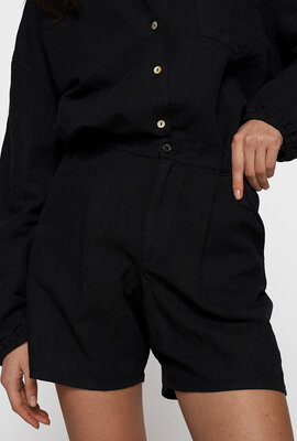 10Days Schwarze weite Shorts aus Leinen