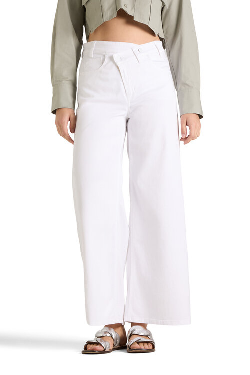 Cambio Weiße Baggy Asymmetrische Jeans