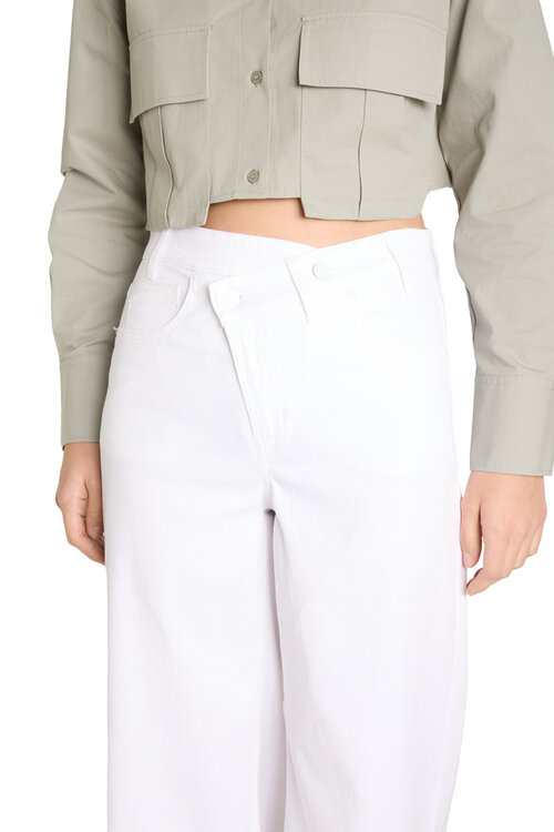 Cambio Weiße Baggy Asymmetrische Jeans