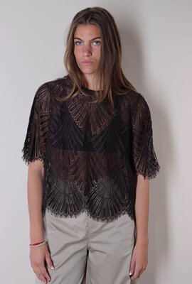 Co'couture Braune Leti Spitzenbluse