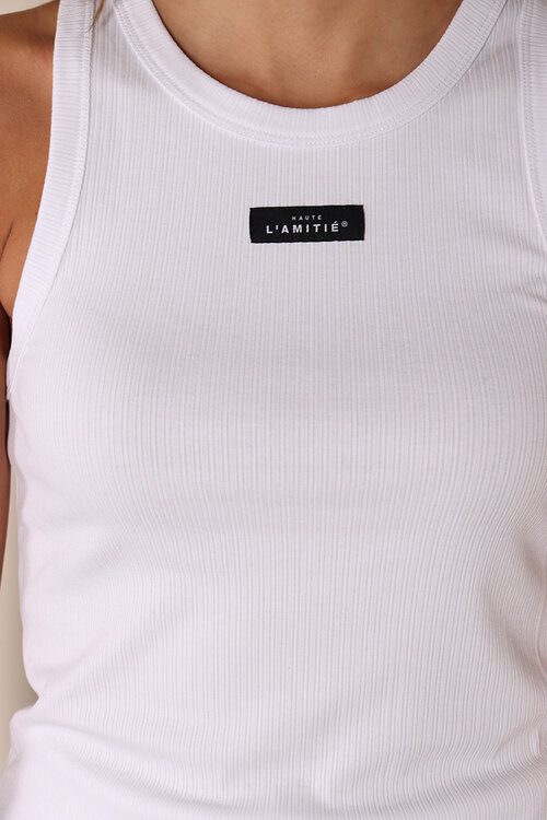 Haute L'Amitie Weißes Rib-Abzeichen Tanktop