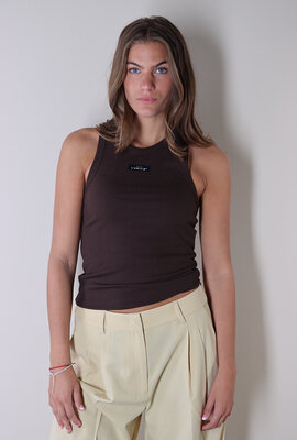 Haute L'Amitie Braunes Rippen-Badge-Tanktop