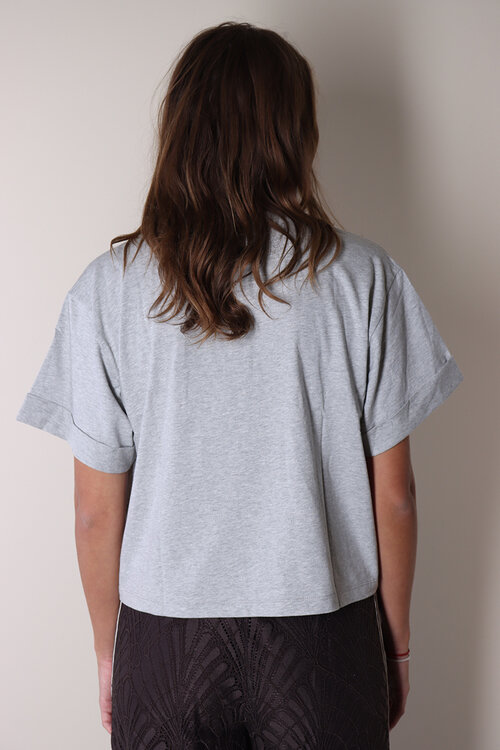 Haute L'Amitie Graues Crop-T-Shirt mit Rundhalsausschnitt