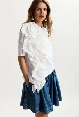 Essentiel Antwerp Weißes T-Shirt mit Blume