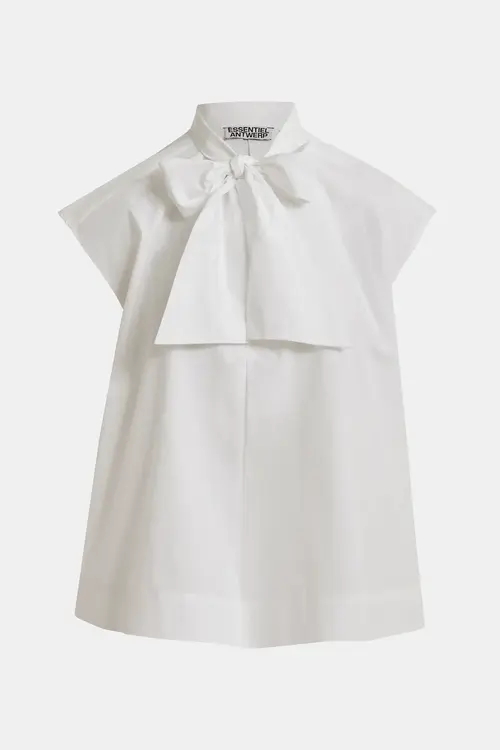 Essentiel Antwerp Off White Ärmelloses Top mit Schleifenkragen