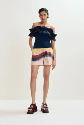 Essentiel Antwerp Indigo dunkelblaue Off-Shoulder-Top