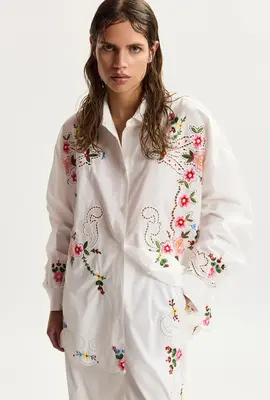 Essentiel Antwerp Off White Weiße Bluse mit Blumen