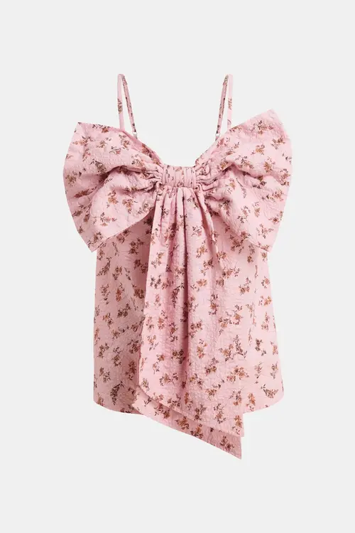 Essentiel Antwerp Rosa Blumentop mit Schleife