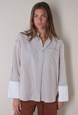 Co'couture Braun/Weißes Avara-Hemd