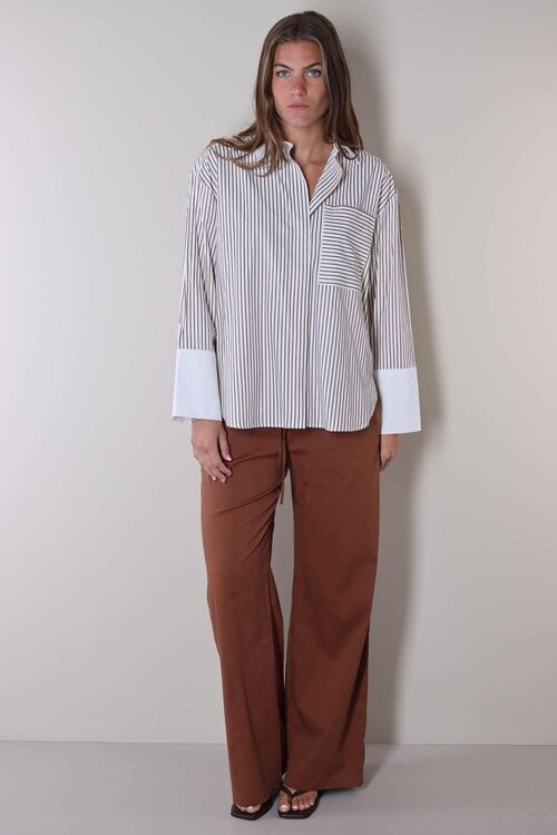 Co'couture Braun/Weißes Avara-Hemd
