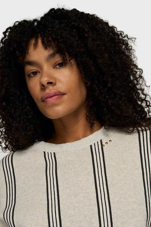10Days Soft White Melee einfacher Pullover Streifen