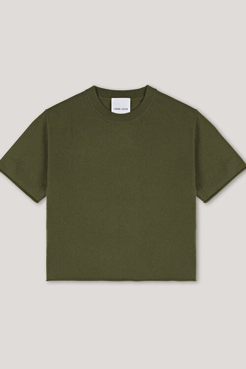 L'Ame de Julie Grünes Strick-T-Shirt 100% Kaschmir
