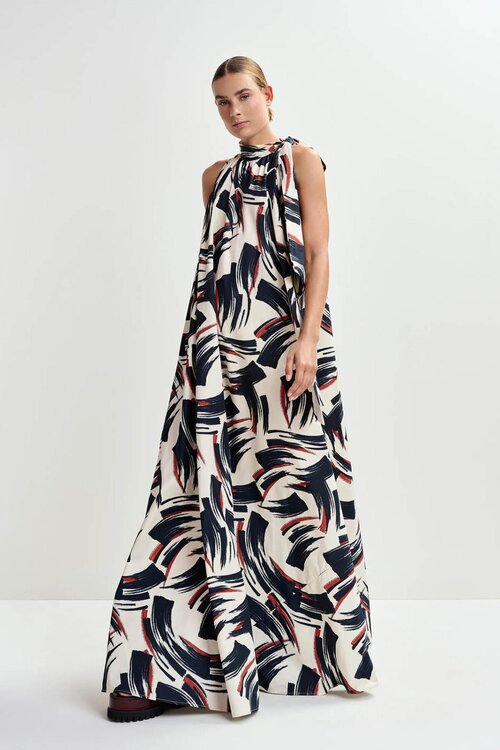 Essentiel Antwerp Weiß / schwarzes Maxikleid