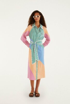 Farm Rio Verschiedene Farben Cutwork Streifen Bluse Kleid