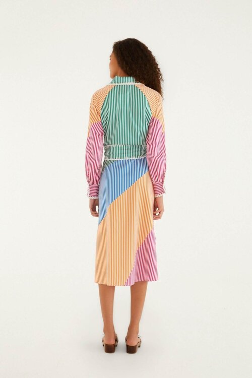 Farm Rio Verschiedene Farben Cutwork Streifen Bluse Kleid