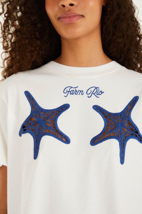 Farm Rio Blau/weißes Starfish Relaxed T-Shirt