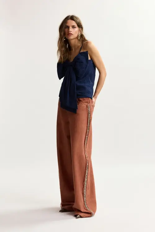 Essentiel Antwerp Altrosa Weite Jeans mit hoher Taille
