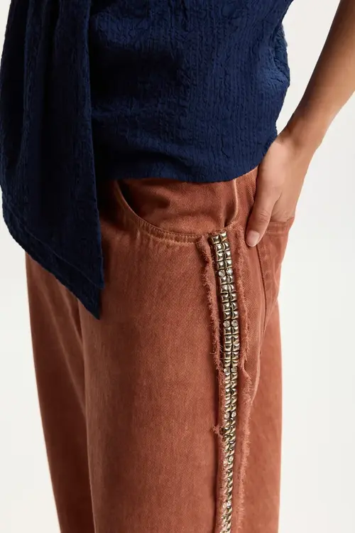 Essentiel Antwerp Altrosa Weite Jeans mit hoher Taille