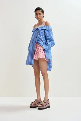 Essentiel Antwerp Blau/weiß gestreiftes Kleid