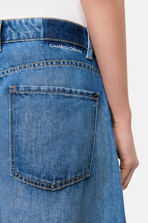 Cambio Blaue Palazzo Jeans Shorts