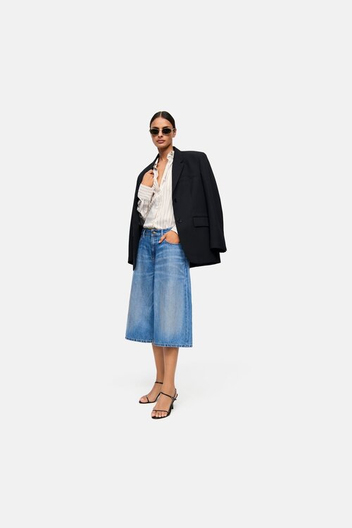 Cambio Blaue Palazzo Jeans Shorts
