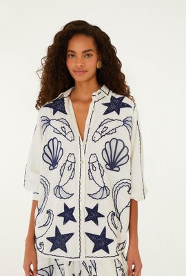 Farm Rio Off White Fresh Fish Bluse
