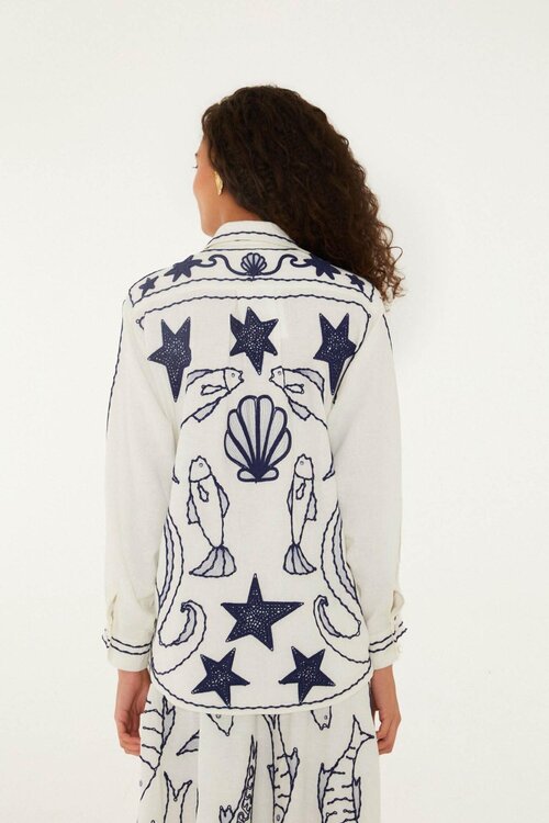Farm Rio Off White Fresh Fish Bluse
