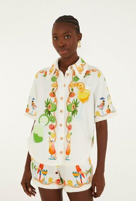 Farm Rio Off White Biricutico Schalbluse