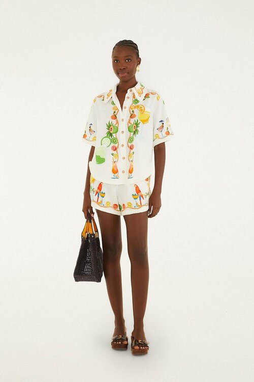 Farm Rio Off White Biricutico Schalbluse