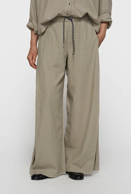 10Days Baumwoll-Leinen-Hose Schlitz Nebel