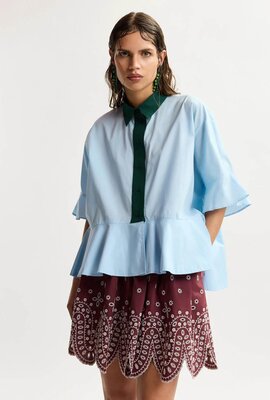Essentiel Antwerp Bluse mit grünem Detail blau