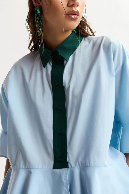 Essentiel Antwerp Bluse mit grünem Detail blau